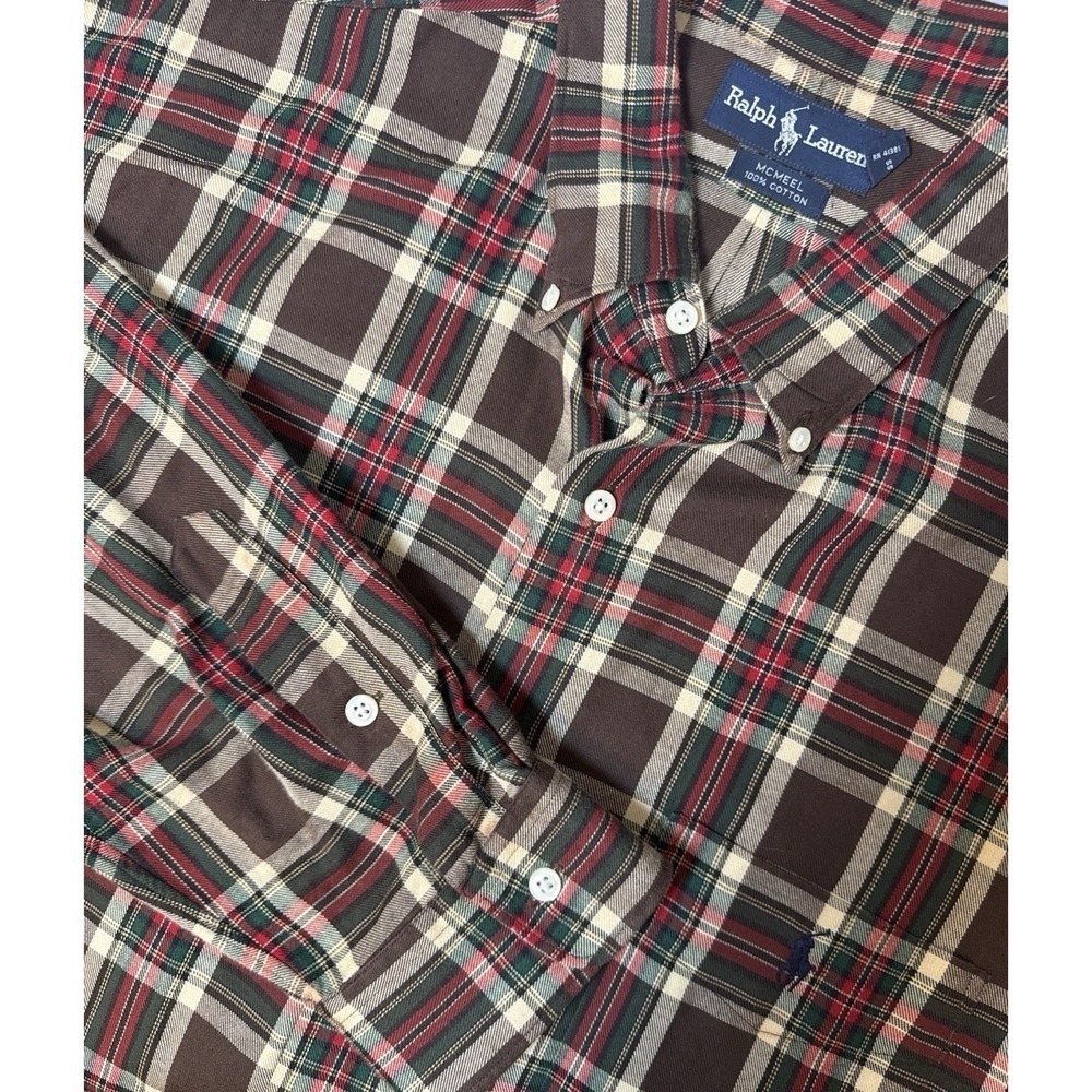 Ralph Lauren MCMEEL Plaid Mens Brown/Red/Green Long Sleeve‎ XXL Button Down